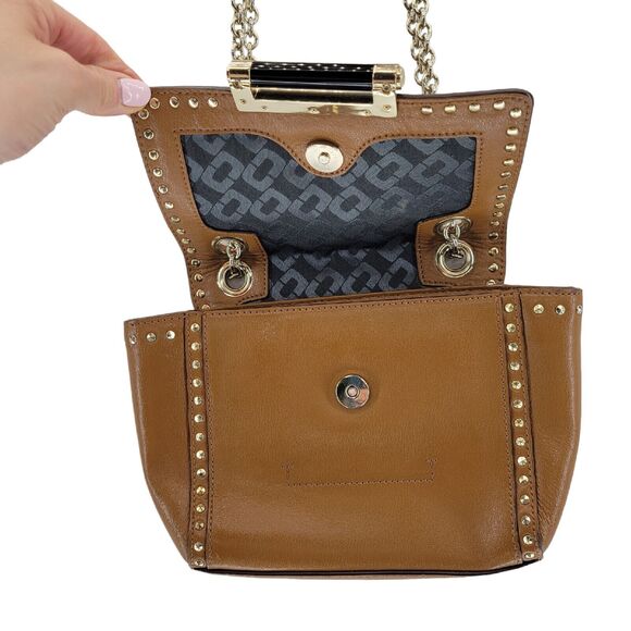 Diane Von Furstenberg Highline Chain Bag Caramel Brown Leather Gold Tone - Picture 3 of 13